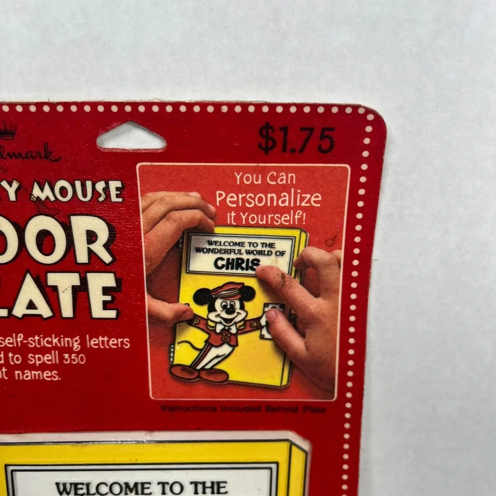 Hallmark Mickey Mouse Door Welcome‎ Plate Personalized Name Decor Vintage Retro